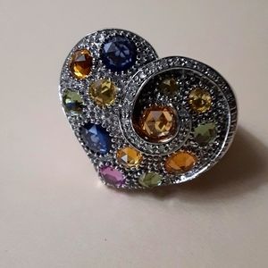 Rare, 925 Genuine multi Sapphire and Diamond Heart. September baby.